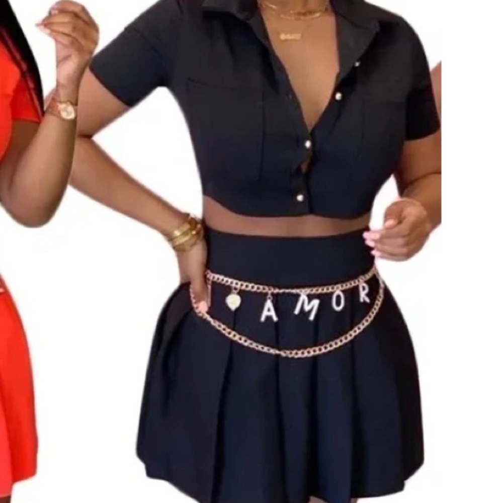 Black tennis skirt & shirt set
